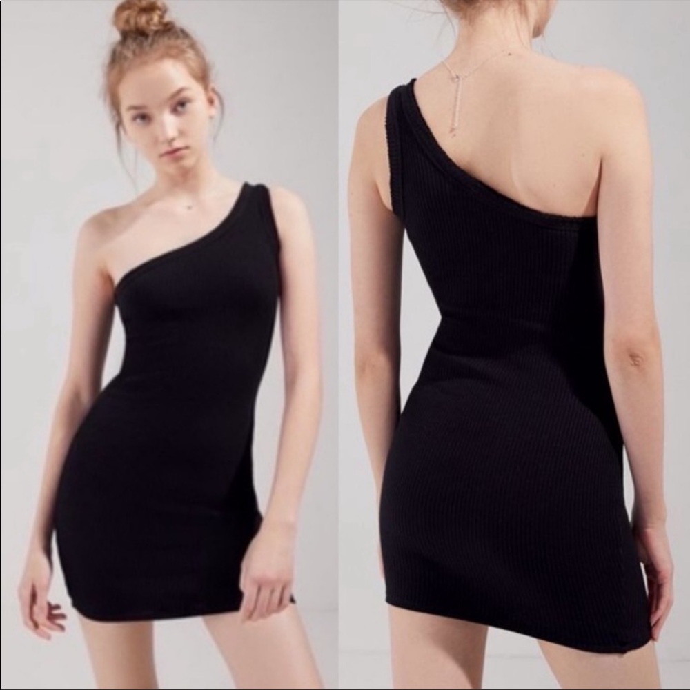 Urban Outfitters black one shoulder mini dress